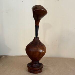 Vintage Artistic Brown Wooden Golf Club Sculpture